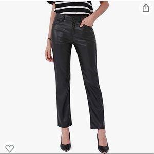 BALLEAY  FAUX LEATHER PANTS - STRAIGHT LEG MID RISE | Size US Medium